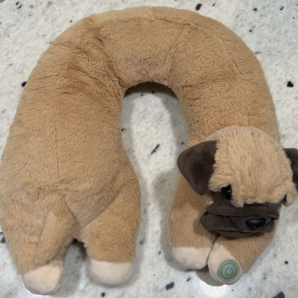 Health Touch Neck Massager Vibration Stuffed Dog Pug Vibrating Neck Pillow Works